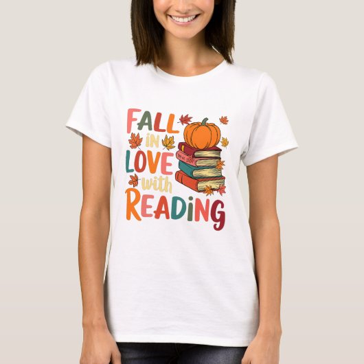 Herfst verliefd op het lezen van Herfst Thanksgivi T-shirt (Voorkant)