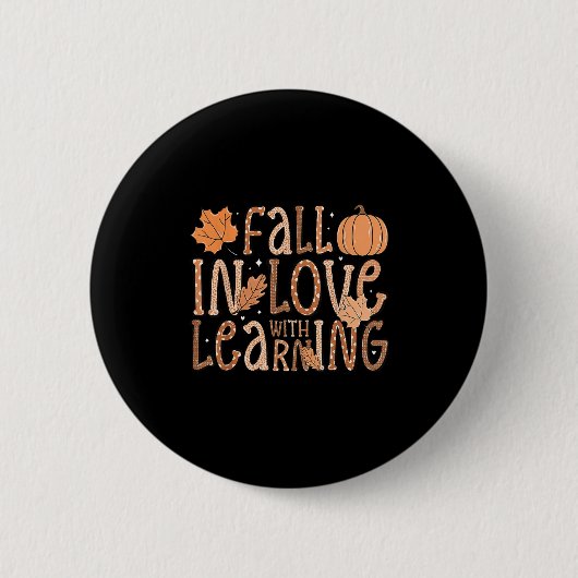 Herfst verliefd op lerares herfstpompoen ronde button 5,7 cm (Voorkant)