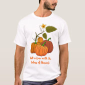 Herfst verliefd op oogstkleuren herfstpompoen t-shirt (Voorkant)