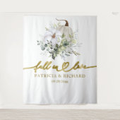 Herfst Verliefd Pompoen Huwelijksachtergrond Wandkleed (Voorkant)