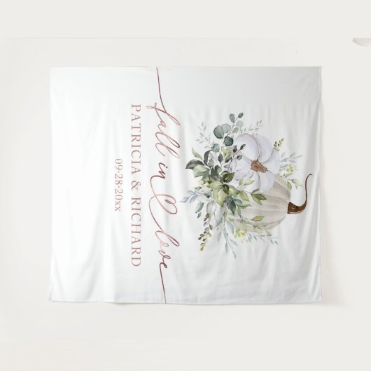 Herfst Verliefd Pompoen Huwelijksachtergrond Wandkleed (Voorkant (horizontaal))