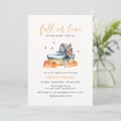 Herfst Verliefd Pompoen Wieg Baby shower Kaart (Staand voorkant)