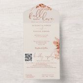 Herfst Verliefd Rustieke Bloemencode QR Code Trouw All In One Uitnodiging (Binnen)
