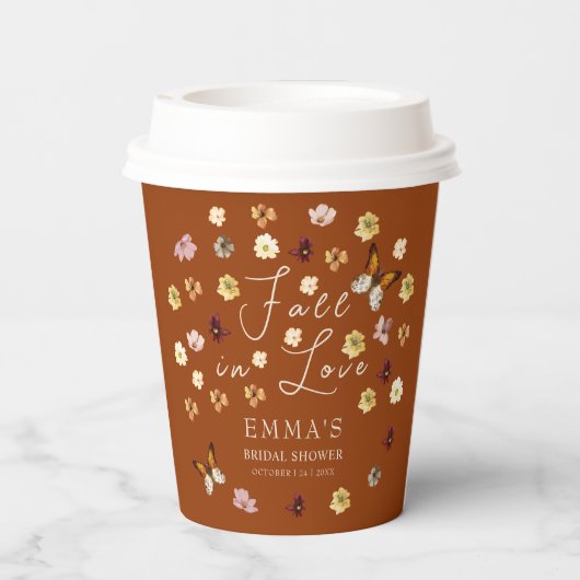 Herfst Verliefd Verbrand Sinaasappel Boho Vrijgeze Papieren Bekers (Achterkant)