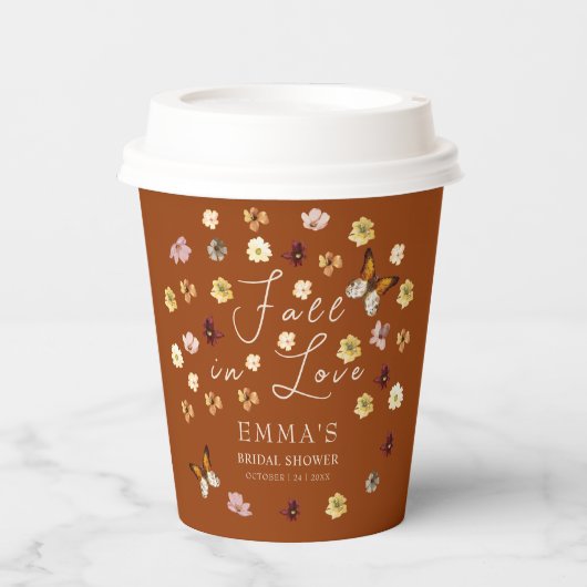 Herfst Verliefd Verbrand Sinaasappel Boho Vrijgeze Papieren Bekers (Voorkant)