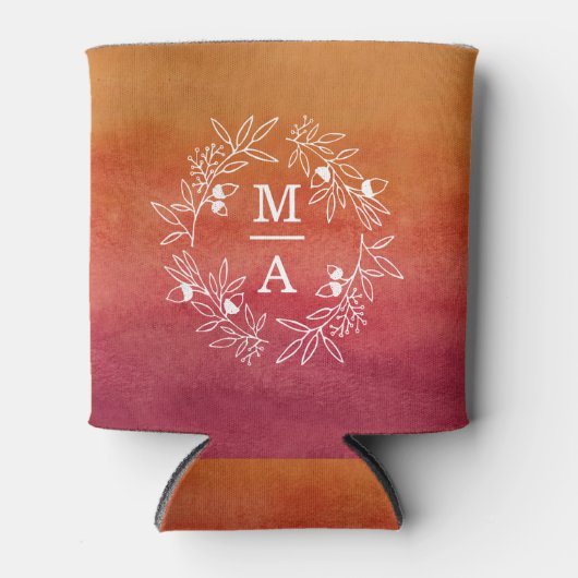 Herfst Verloving Bruiloft Party Initialen en Datum Blikjeskoeler (Voorkant)