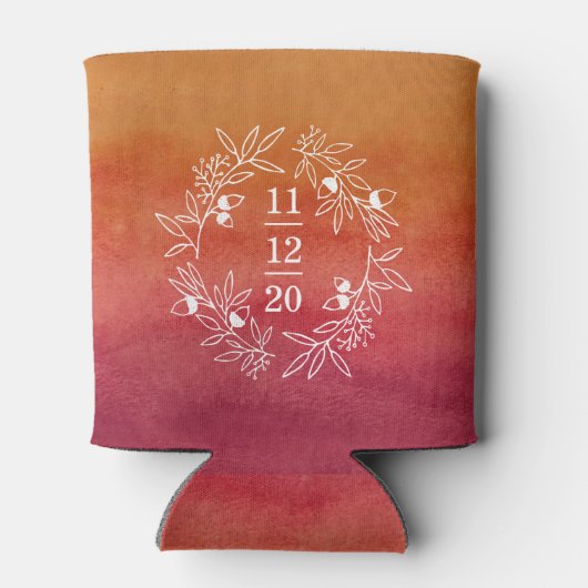 Herfst Verloving Bruiloft Party Initialen en Datum Blikjeskoeler (Achterkant)