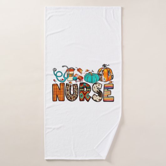 Herfst Verpleegster Leopard Koeienhuid Pompoen Her Badhanddoek (Badhanddoek)