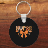 Herfst Verpleegster Shirt Vrouwen Pompoen Seizoen Sleutelhanger (Voorkant)