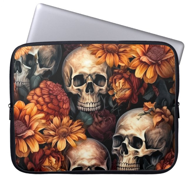 Herfst Vibes 3D schedels Laptop Sleeve (Voorkant)