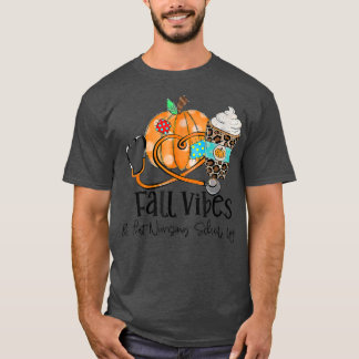 Herfst Vibes and Nursing School Life Pumpkin Leopa T-shirt