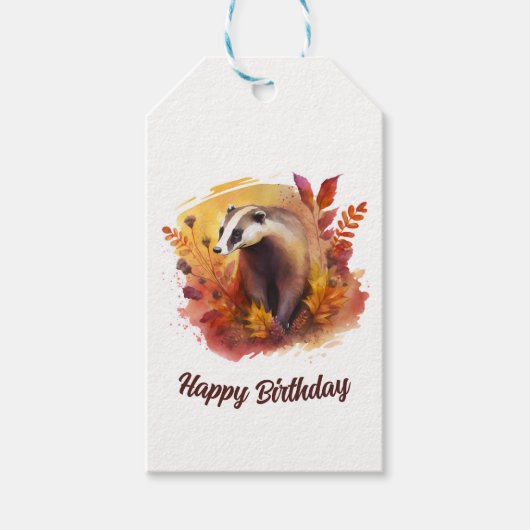 Herfst vibes Badger - Verjaardag Cadeaulabel (Voorkant)