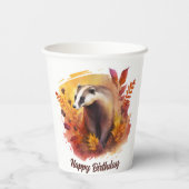 Herfst vibes Badger - Verjaardag Papieren Bekers (Achterkant)