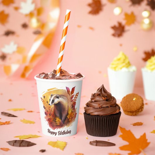 Herfst vibes Badger - Verjaardag Papieren Bekers