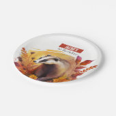 Herfst vibes Badger - Verjaardagsfeest - Papieren Bordje (Gekanteld)