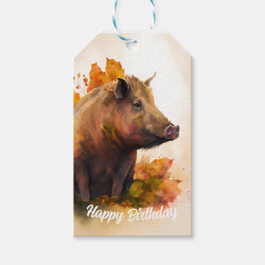 Herfst vibes Boar - Verjaardag Cadeaulabel (Voorkant)