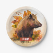 Herfst vibes Boar - Verjaardagsfeest - Papieren Bordje (Voorkant)