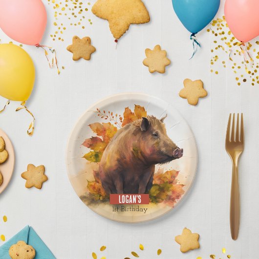 Herfst vibes Boar - Verjaardagsfeest - Papieren Bordje
