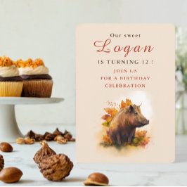 Herfst vibes Boar - Verjaardagsuitnodiging Kaart