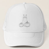 Herfst vibes cat met twee pompoenen Schattigee lij Trucker Pet (Voorkant)