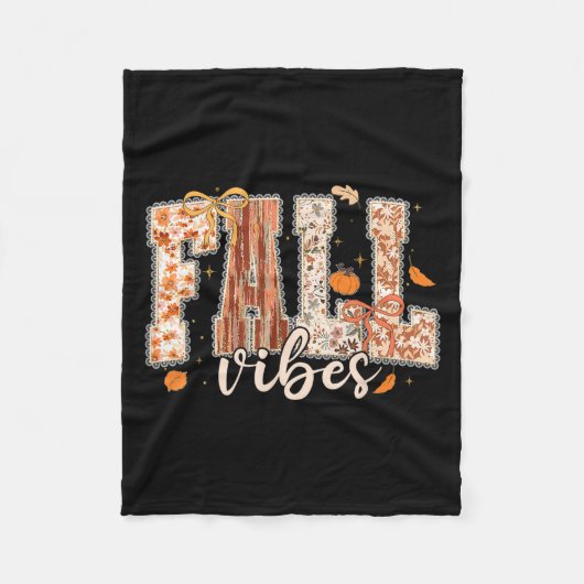 Herfst Vibes Coquette Bow Pompoen Thanksgiving Aut Fleece Deken (Voorkant)