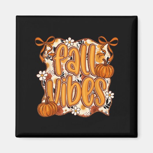 Herfst Vibes Coquette Bow Pompoen Thanksgiving Aut Magneet (Voorkant)