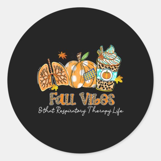 Herfst vibes en die ademhalingstherapie leven long ronde sticker (Voorkant)