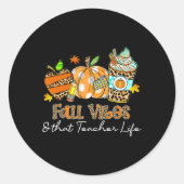 Herfst Vibes en die lerarenleven Apple Pencil Pump Ronde Sticker (Voorkant)