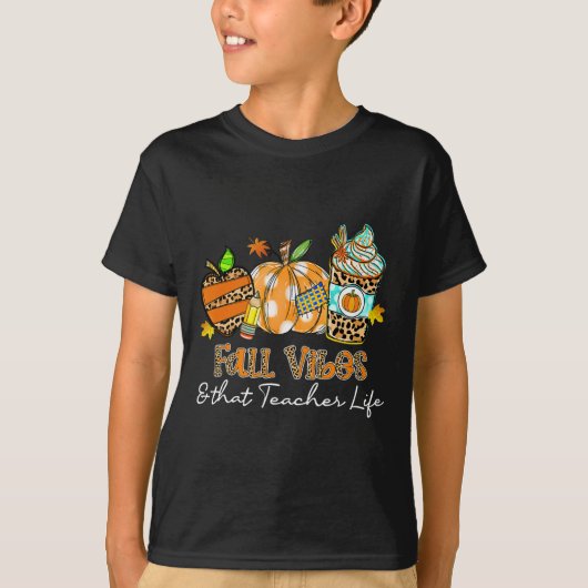 Herfst Vibes en die lerarenleven Apple Pencil Pump T-shirt (Voorkant)