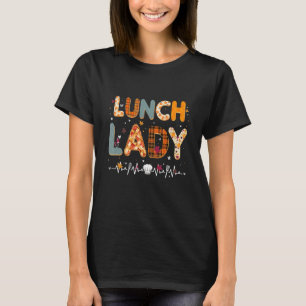 Herfst Vibes en die Lunch Lady Life Bedankt T-shirt
