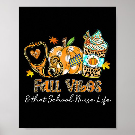 Herfst Vibes en die schoolverpleegster Life Stetho Poster (Voorkant)