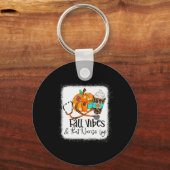 Herfst Vibes en die verpleegschool verpleegster He Sleutelhanger (Voorkant)