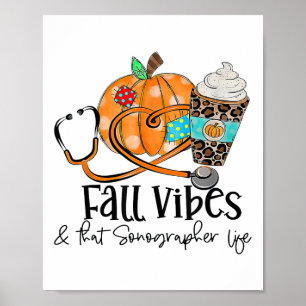 Herfst vibes en sonograaf leven pompoen luipaard t poster