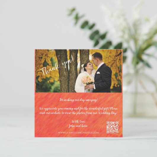 Herfst Vibes-foto-QR code -bruiloft dank u Kaart (Staand voorkant)