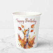 Herfst vibes Fox - Verjaardag Papieren Bekers (Achterkant)