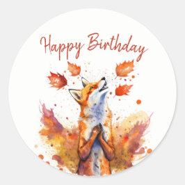 Herfst vibes Fox - Verjaardag Ronde Sticker