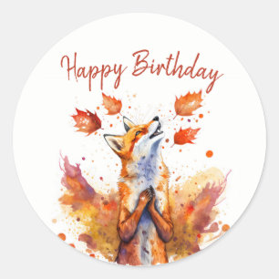 Herfst vibes Fox - Verjaardag Ronde Sticker
