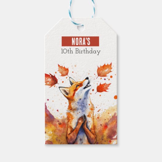 Herfst vibes Fox - Verjaardagsfeest - Cadeaulabel (Voorkant)