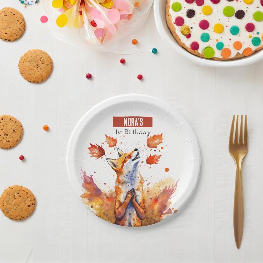 Herfst vibes Fox - Verjaardagsfeest - Papieren Bordje