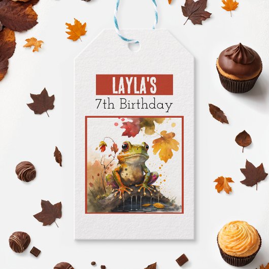 Herfst vibes Frog - Verjaardag Cadeaulabel