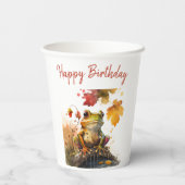 Herfst vibes Frog - Verjaardag Papieren Bekers (Achterkant)