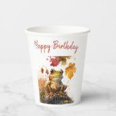 Herfst vibes Frog - Verjaardag Papieren Bekers (Voorkant)