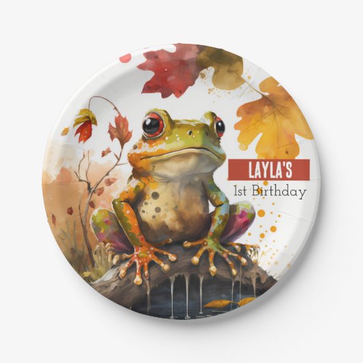 Herfst vibes Frog - Verjaardagsfeest - Papieren Bordje (Voorkant)