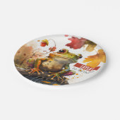 Herfst vibes Frog - Verjaardagsfeest - Papieren Bordje (Gekanteld)