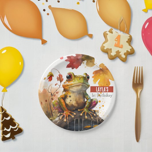 Herfst vibes Frog - Verjaardagsfeest - Papieren Bordje