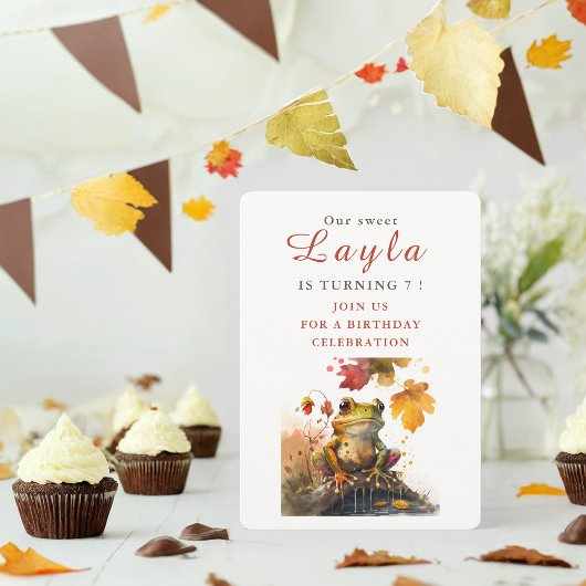 Herfst vibes Frog - Verjaardagsuitnodiging Kaart