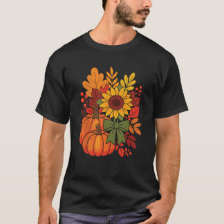 Herfst Vibes Gezellig Seizoen Pompoen Patch Herfst T-shirt