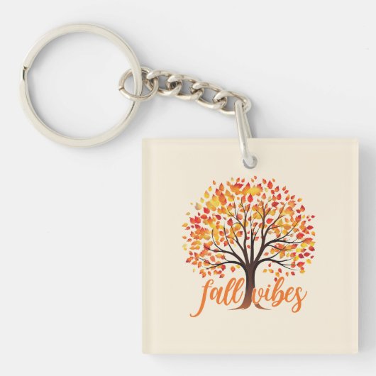 Herfst Vibes – Gezellige Herfst Sleutelhanger (Voorkant)