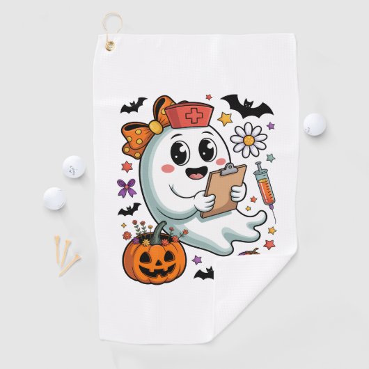 Herfst Vibes Ghost Nurse Autumn Golfhanddoek (Insitu)