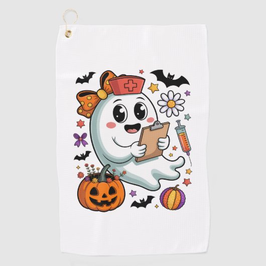 Herfst Vibes Ghost Nurse Autumn Golfhanddoek (Voorkant)